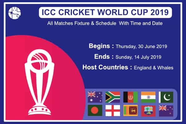 ICC World Cup 2019: जानें वर्ल्ड कप 2019 के शेड्यूल